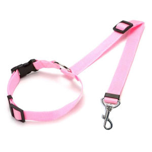 Solid Color Two-in-one Pet Car Seat Belt Nylon Lead Leash Backseat Safety Belt Adjustable Dogs Harness Collar Pet Accessories