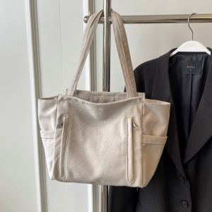 Korean Style Canvas Tote Bag Womens Large Capacity Commuter Bag Casual Versatile Handbag Single Shoulder Bag for Youth