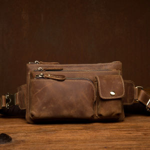 Mantime | Crazy Horse Leather Chest Bag Multifunctional Crossbody Satchel