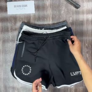 Quần short tập gym nam LVFT logo thêu thun poly co giãn 4 chiều thoáng mát QLQL4