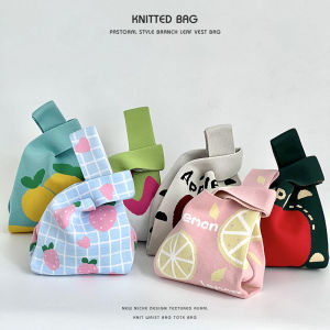 Túi Xách Dệt Kim Dopaamine Cho Nữ Túi Xách Nhỏ Túi Xách Bằng Vải Polyester Túi Xách Mềm Có Thể Gấp Lại Túi Xách Mùa Thu