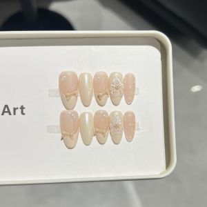 Transparent Polka Dot Relief Flower Soft French Bow Nude New Versatile Girl Sensation Wearable Nail Art French Style Design