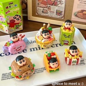 Creative Birthday Gift Crayon Shinchan Delicious Food Toy Building Block Blind Box Assembly Toy Cute Assembly Creative Display