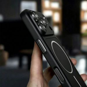 Original Metal Color Magnetic Charge Case For iPhone 17 Air 16 15 14 13 Pro Max For Magsafe Large Window Plating Rugged PC Cover