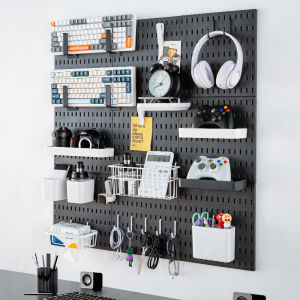 No-Drill Hole Board Shelf Ikea Accessories Hook Desktop Wall Storage Box Display Rack Hanging Nail Modern Minimalist Design