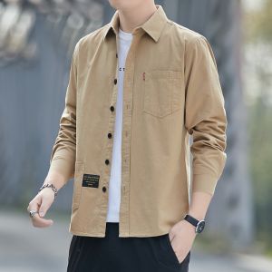 ROMON | Lormen Mens Long Sleeve Cotton Shirt Spring Summer New Style Casual Loose Business Outerwear Jacket For Young Men