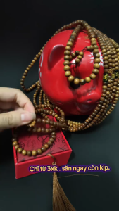 Vòng 108 hạt gỗ trầm hương mix charm Hoa sen cỡ hạt 6mm 8mm thơm ngọt cho nam và nữ.( TẶNG HỘP )