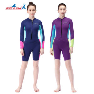 DIVE&SAIL Youth Wetsuit 2.5MM One-piece Keep Warm Snorkeling Suit Womens Surf Swimming Wetsuit