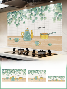 Kitchen Greaseproof Stickers Flame Retardant Self-Adhesive Wallpaper High Temperature Resistant Stove Table Wallpaper Internet Celebrity Decorative Waterproof Wall Stickers