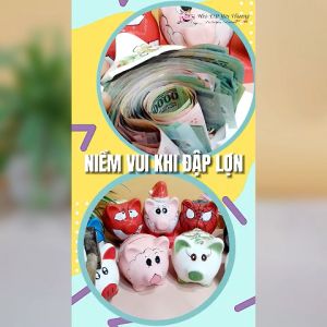 Heo sữa gốm sứ tiết kiệm và các dáng heo đất siêu nhân hoạt hình size 1 nhỏ xinh