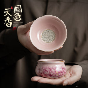 Pink Ceramic Chai Fu Group New Chinese Style Tea Filter Full Porcelain Filter Hole Gongfu Tea Set Accessories Porcelain Magnolia