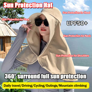 Sun Protection Hat Neck Shawl Bucket Hat UV Protection Beach Hats UPF 50+ Summer Outdoor Beach Sun Hat Sunscreen Ponytail Hat
