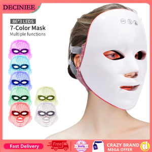DECINIEE EMS Heating Therapy 7 Colors LED Photon Face Mask Microcurrent Skn Tighten EMS Mask Wireless Use Anti-Wrinkle Firming Skin