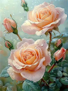 Huacan Beauty Raindrop Rose Flower Diamond Painting New Arrivals 2025 Rhinestone Pictures Full Diamond Mosaic Home Decor