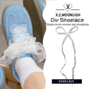 X.z. MOONLIGH ลูกไม้สีขาวกลวงสไตล์บัลเล่ต์ลูกไม้เชื้อราอุปกรณ์ที่ถอดออกได้ DIY