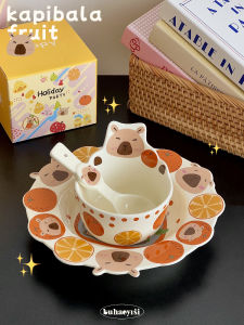 Cute Ceramic Bowl Apple Rabbit Shape Childrens Breakfast Bowl Fruit Plate Birthday Gift Cartoon Style Irregular Shape