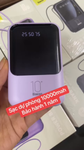 Pin Sạc dự phòng Baese mini size 10000 mah tích hợp cáp sạc nhiều thiết bị đèn led bảo hành 1 năm