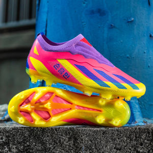 Royalsiwansea Football Shoes with Long And Short Nails for Grass Field No-Tie Laces Training Soccer Shoes Men Women Universal