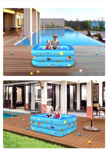 สระว่ายน้ำ สระว่ายน้ำเด็ก สระน้ำเป่าลม สระว่ายน้ำใหญ่ ปลอดภัย ไม่เป็นอันตราย มีปั๊มลม 150X110X50cm, 180X130X55cm, 210X135X55cm