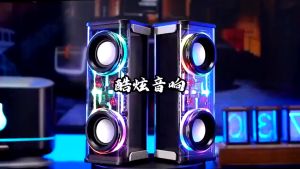 Mecha speaker bluetooth subwoofer meriam baja kecil transparan V8 audio portabel nirkabel 13W