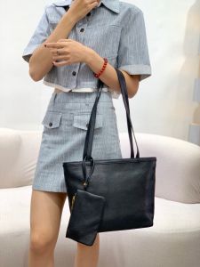 SHUCAI | Vegetable Tanned Cowhide Women Tote Bag Luxury Designer Real Leather Large Capacity Shoulder Bag Ladies Fashion Underarm Bag New