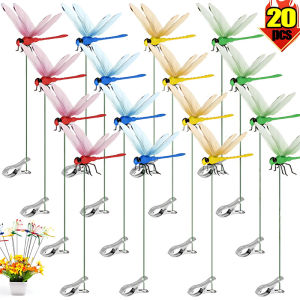 【XZxinzhan】20Pcs Simulated Dragonfly Insert Clip Wear Resist Bug Repellent Dragonfly Clamp 3D Artificial Hat Clip for Patio Decor Gardening