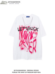 Original Graffiti Lettering Loose Fit Short Sleeve T-Shirt Half Sleeve Hip Hop Style High Street Casual Cotton Tee for Youth