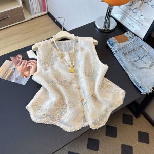 YINGDAI | Chinese Style Heavy Embroidery Glitter Sleeveless Vest