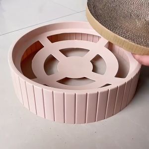 Cat Scratch Board Bowl Extra Large Cat Cardboard Pad Round Two Sides Scratch Pad Cat Couch Bed Wear-resistant Replaceable Corrugated Paper Pad with Vertical Strips Deco