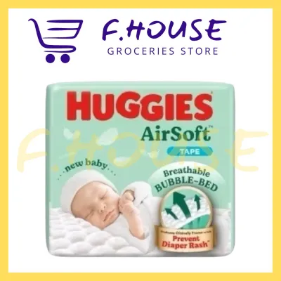 Huggies Airsoft Tape Diapers NB68 / S58 / M52/ L44/ XL38 / XXL32 (1 Packs)