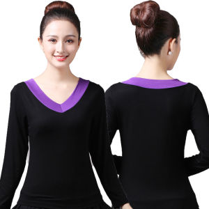 Long Sleeve Top Fitness Yoga Exercise Clothing Square Dance