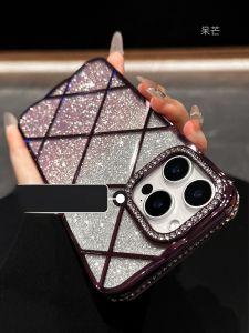DAIMANG | Sparkle Powder Electroplated Water Diamond Case with Embellished Mirror Frame and Shockproof Edges for iPhone 16 Pro Max