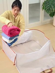 PVC Transparent Storage Bag Waterproof Beg Toto Quilt Storage Bag Moving Packing Bag Blanket Storage PVC 手提收纳袋