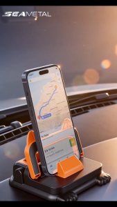 SEAMETAL 2 in 1 Car Dashboard Phone Holder 360° Rotation Navigation Bracket Non-slip Silicone Car Mount with Parking Phone Number Plate