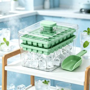 68 Grids Ice Cube Tray with Lid & Storage Box Reusable Easy Release Ice Mold for Freezer Ice Making Push-Release Ice Cube Tray