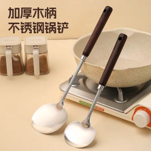 ตะเกียบไมโครไฟเบอร์สำหรับครัวขนาดใหญ่พร้อมด้ามจับไม้ ตะเกียบแบบยาว กันลื่น สำหรับผัดผัก ใช้กับกระทะไร้พื้นติด