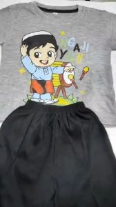 Baju Kaos Setelan Distro Anak Laki-Laki Muslim Motif Ngaji Yuk Lebaran Edisi Ramadan 1-10 Tahun