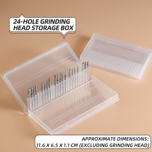Transparent Acrylic 24 Hole Nail Drill Bit Stand Storage Box Portable Dustproof Display Case Gel Polish & Cat Eye Nail Art Tool