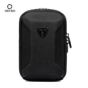 Ozuko Mini Casual Mens Handbag Hard Shell Korean Style Single Shoulder Bag Street Trend Pure Color Backpack for 8 Inch Laptop
