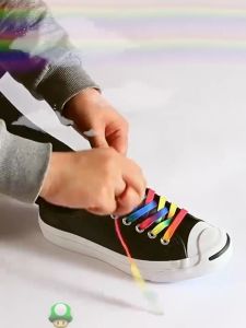 Sepasang Tali Sepatu Gepeng Tali Sneakers Harajuku Pelangi Rainbow Flat Shoe Gepeng Murah Shoelaces NJ262