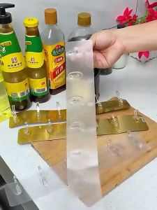 MixHome 1/3/5/6 Hook Transparent Strong Self Adhesive Hook/Wall Mount Simple Bathroom Kitchen Storage Rack/Home Office Multifunctional Wall Shelf