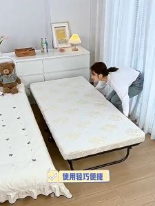 Hasbiis เตียงพับ เตียงเดี่ยว เตียงงีบ เตียงโครงเหล็ก เตียงพับเหล็ก เตียงพับเสริมโรงแรม เตรียงนอนไม่ต้องประกอบ ที่นอนหนา 8 ซม รับน้ำหนักได้ 300Kg folding bed