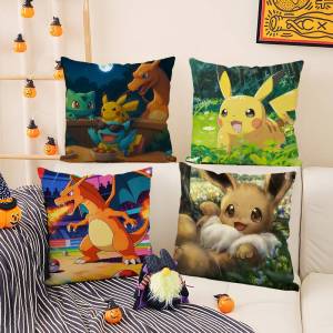 Bandai | Pokemon Scarlet Violet Anime Plush Pillow Cover Soft Short Plush Cushion Cover For Sofa Bedroom Living Room Decor Gift