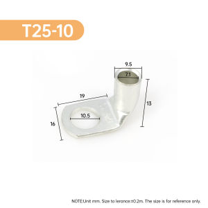 L-type Crimp Wire Terminal T6/T10/T16/T25/T35/T50/T70/T95 Tinned Copper Right Angle 90° Bend Nose Connector Battery Cable Lugs