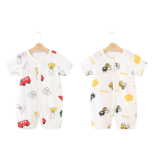 Baby Short Sleeve Onesie Cotton Pajamas Summer Thin Newborn Climbing Suit Bottom Covering Clothes Air Conditioner Suit for Babies