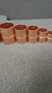 งานแอร์: ข้อต่อตรงทองแดงแท้ Copper fitting ( Coupling Rolled Stop ) งานระบบปรับอากาศพร้อมส่งในไทย