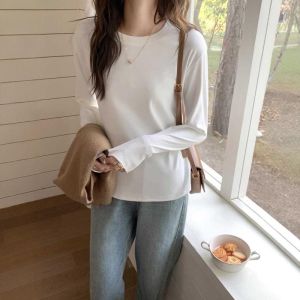 Thickened Double-sided Velvet Black Base Shirt Womens 2025 New Korean Style Long Sleeve T-shirt Versatile Korean Fashion
