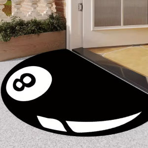 VIKAMA No. 8 Pool Ball Semicircular Doormat Non-Slip Front Door Entryway Decorative Rug Bathroom Mat Home Decor