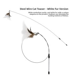 Tiantian Cat Toy Long Pole Steel Wire Feather Bird Durable Bite Resistant Replacement Head Interactive Cat Teaser Toy