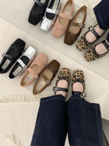 Square Toe Flat Mary Jane Shoes